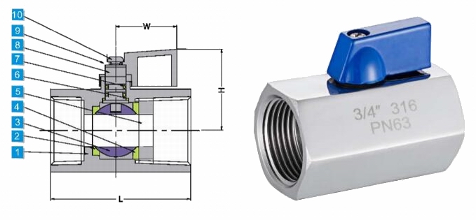 內(nèi)螺紋迷你型球閥結(jié)構(gòu)圖