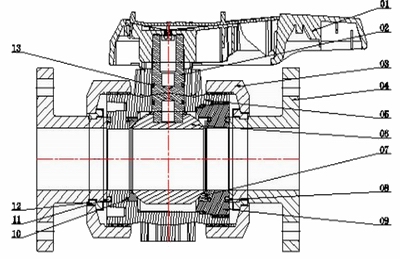 進(jìn)口塑料球閥結(jié)構(gòu)圖