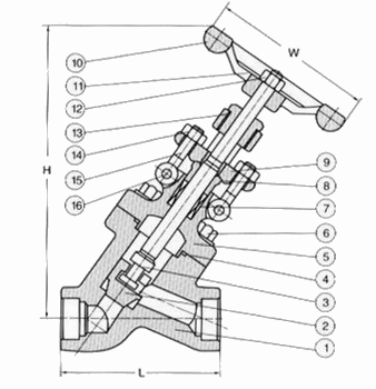 進(jìn)口Y形截止閥結(jié)構(gòu)圖