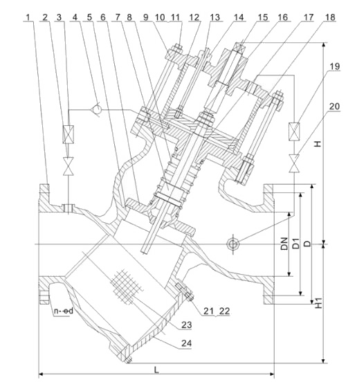 進(jìn)口活塞式可調(diào)式減壓閥結(jié)構(gòu)圖